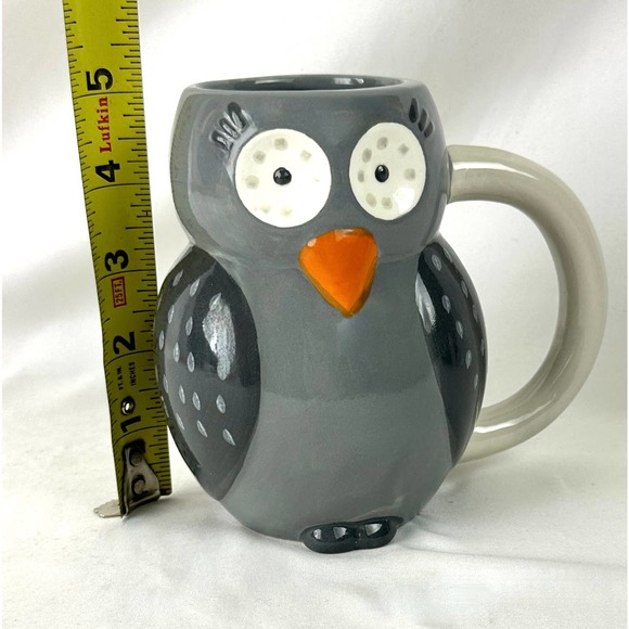 Gray And Black Owl Coffee Or Tea Mug Wide Eyes 16 Ounce Ceramic 5" Tall - Picture 6 of 9